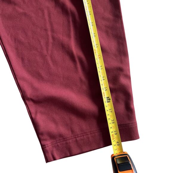 Free People women’s high-waisted tapered pants in a rich red/burgundy color. - Picture 4 of 11